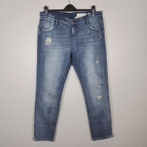 SASS & BIDE Blue Love Rush Distressed Straight Leg Jeans 31 Grunge Y2K Boho